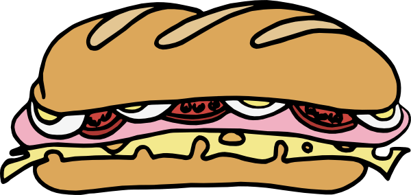 Turkey Clipart Lunch Meat - Sub Sandwich Clip Art (600x284), Png Download