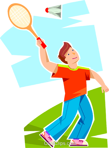 Boy Playing Badminton Royalty Free Vector Clip Art - Badminton Cute Clipart Png (354x480), Png Download