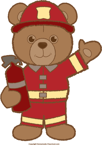 Teddy Bear Clipart Png - Firefighter Bear Cartoon (425x603), Png Download