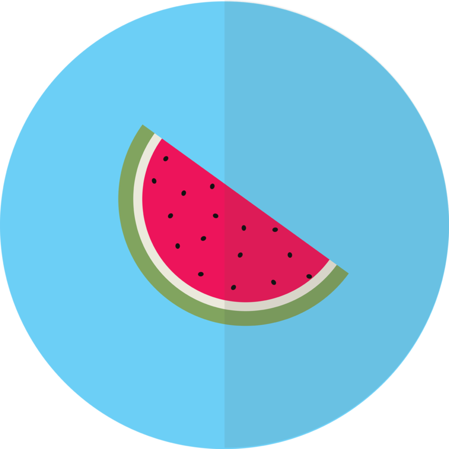 Flat Design By Blenderednelb On Deviantart - Watermelon Flat Design (894x894), Png Download