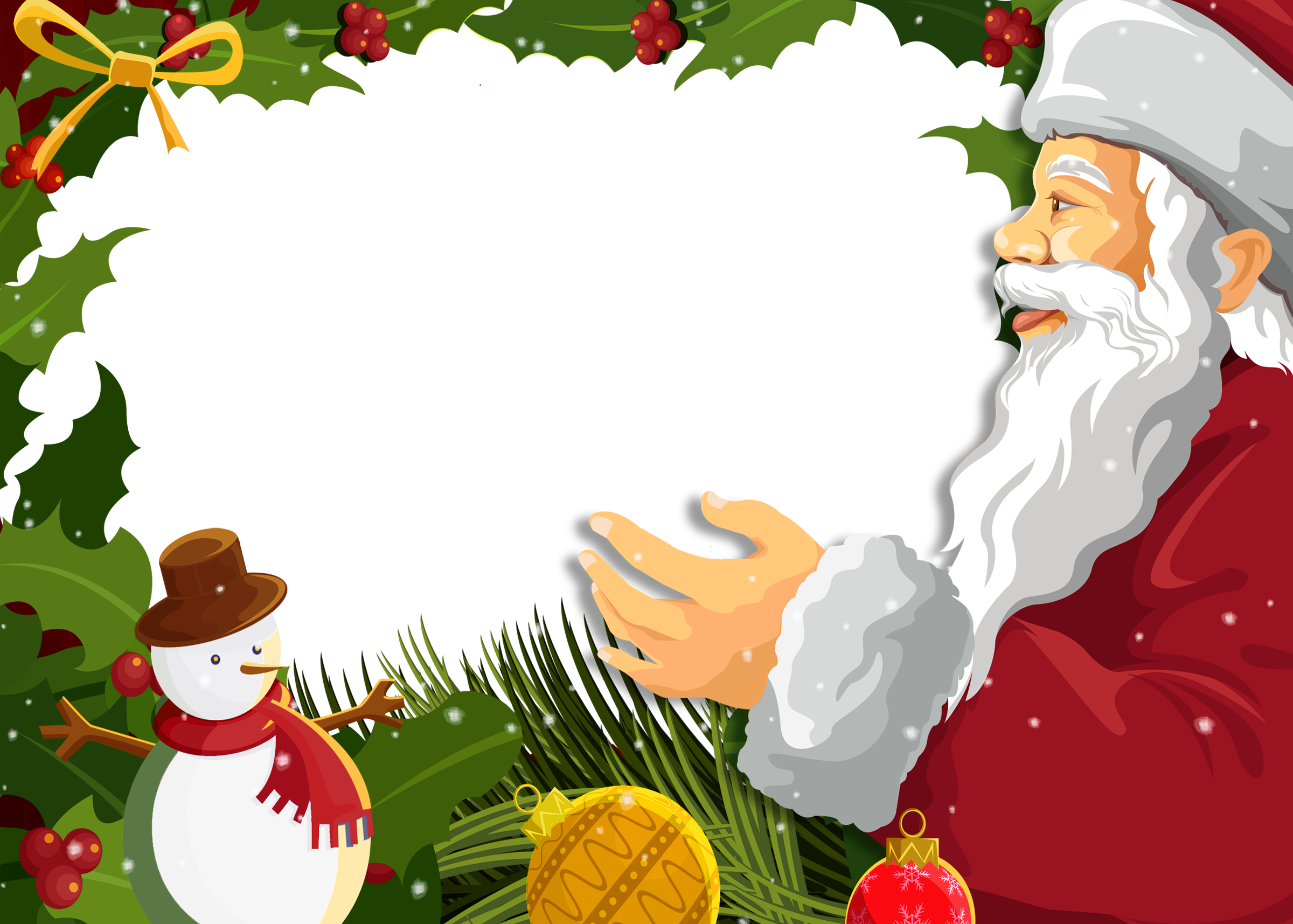 Santa Clipart Frame - Santa Claus Frame Png (2400x1715), Png Download