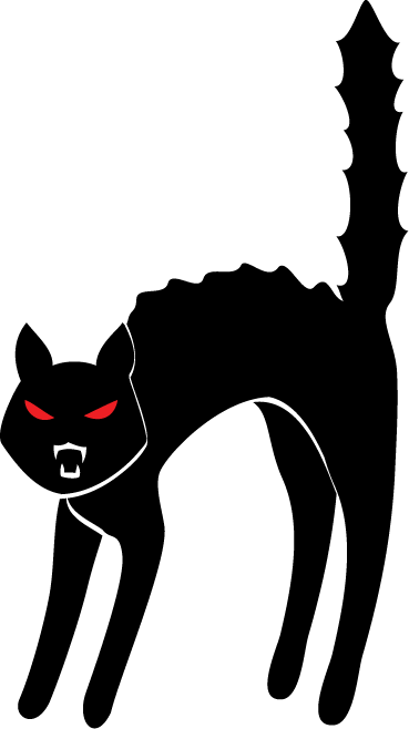 Halloween Black And White Halloween Cat Clipart Black - Halloween Black Cat Clip Art (369x658), Png Download