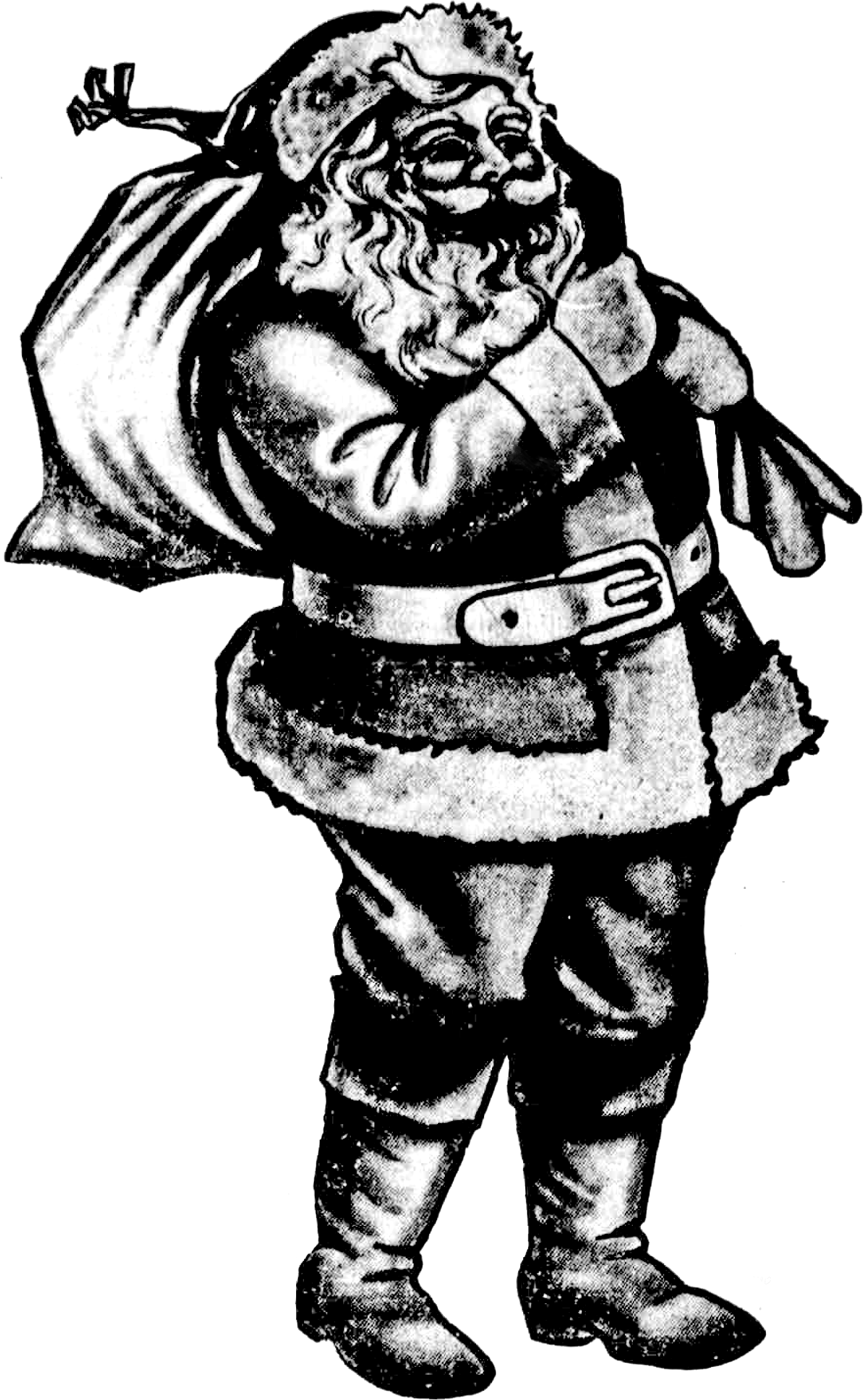 Vintage Santa Clipart - Black And White Vintage Christmas Png (1824x2923), Png Download