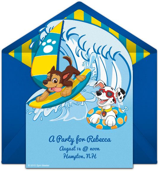 Paw Patrol Summer Online Invitation - Nickelodeon Paw Patrol Towelling Poncho, Character (650x650), Png Download