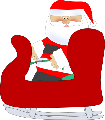 Santa Clipart Chair - Santa In His Sleigh Clipart (338x388), Png Download