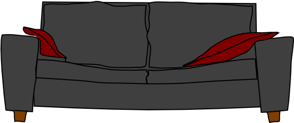 How To Set Use Gray Couch With Pillows Clipart (600x493), Png Download