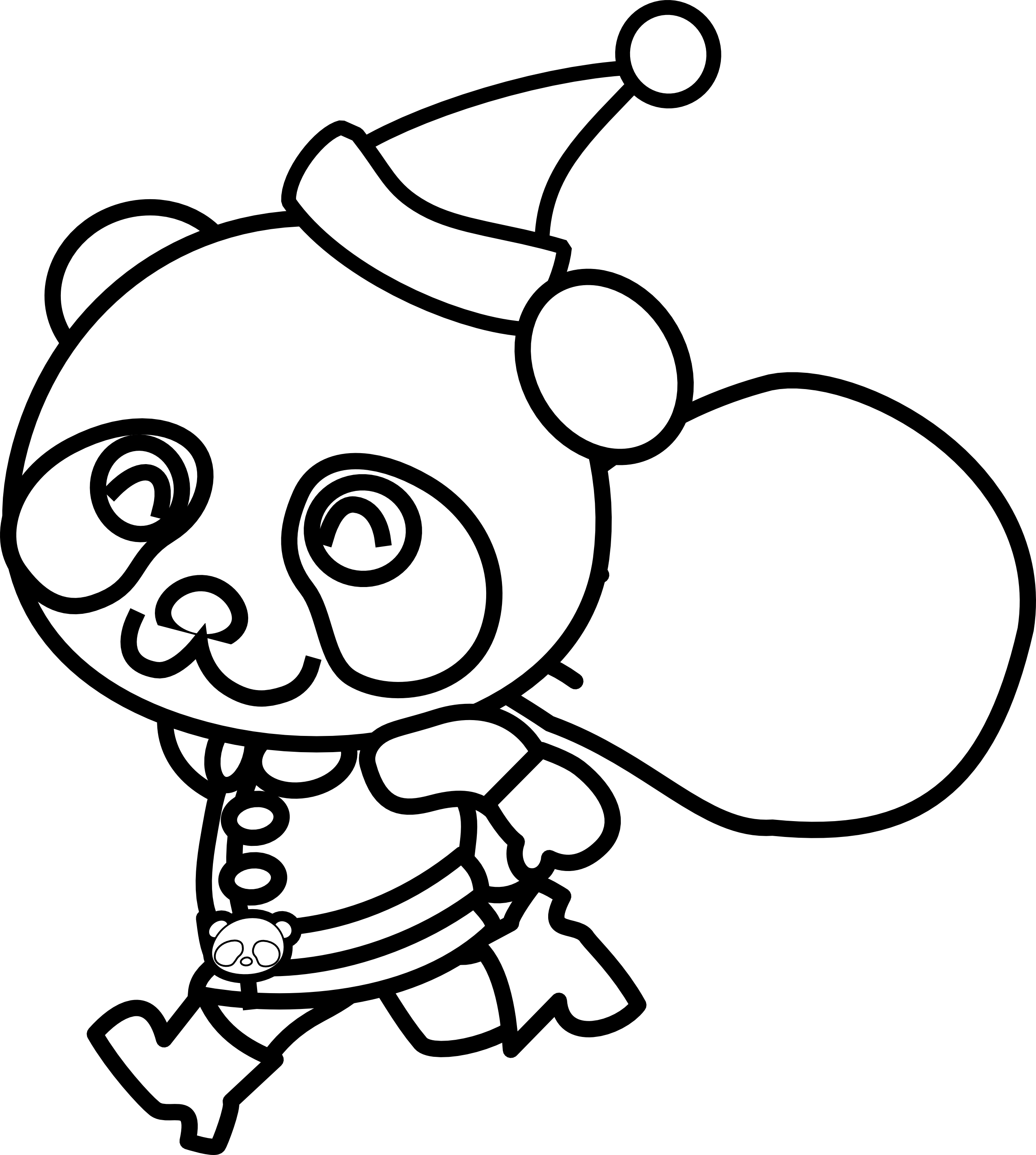 Christmas Black And White Black And White Christmas - Cute Panda Panda Coloring (2555x2847), Png Download