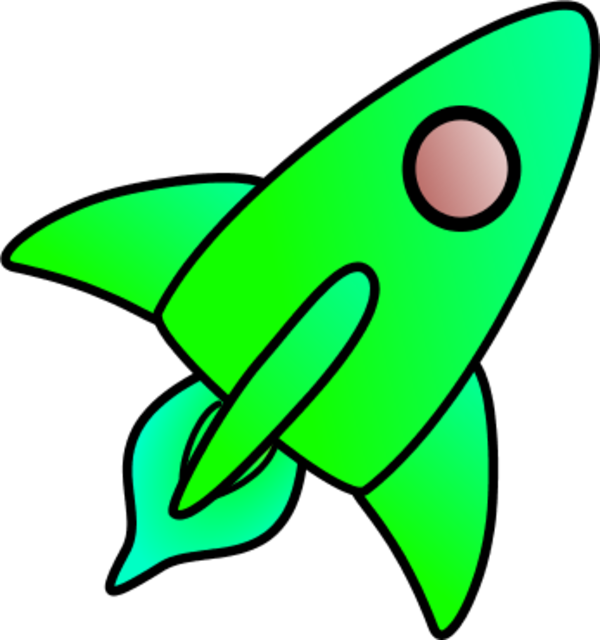 Flying Rocket Clipart - Cartoon Green Rocket (600x640), Png Download