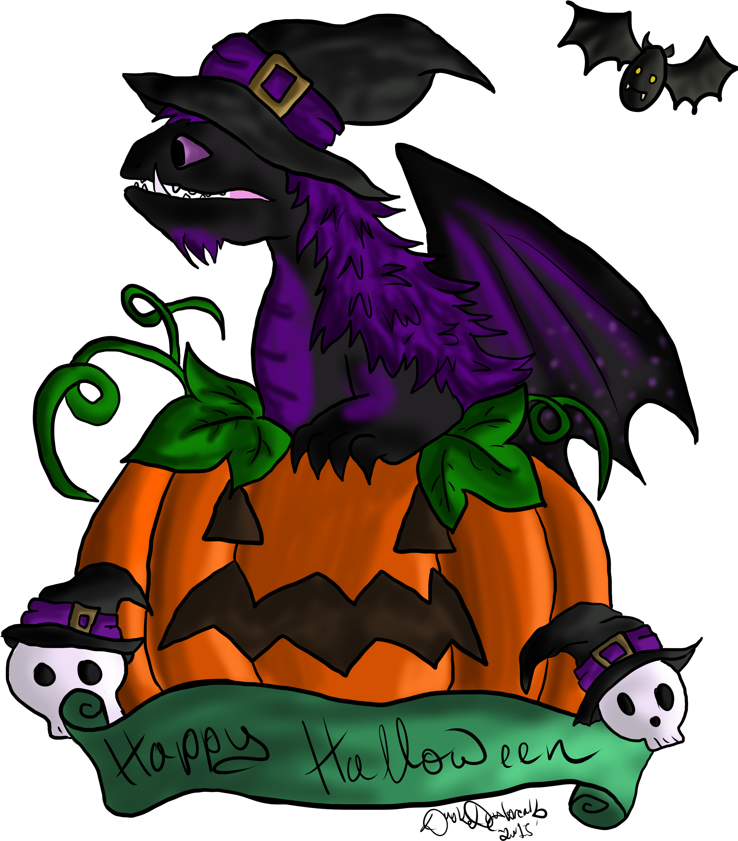 Dragon Clipart Purple - Halloween Dragon (2616x2952), Png Download