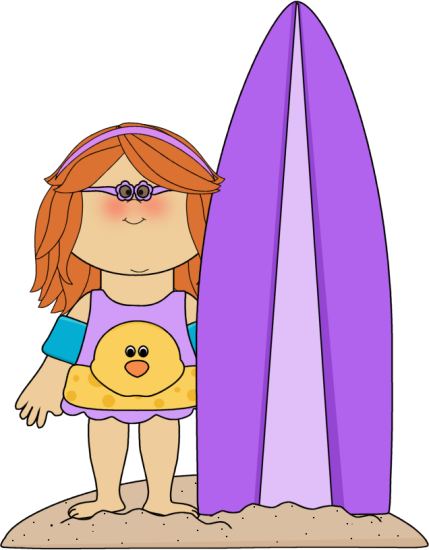 Purple Clipart Surfboard - Surfer Girl Clipart (429x550), Png Download