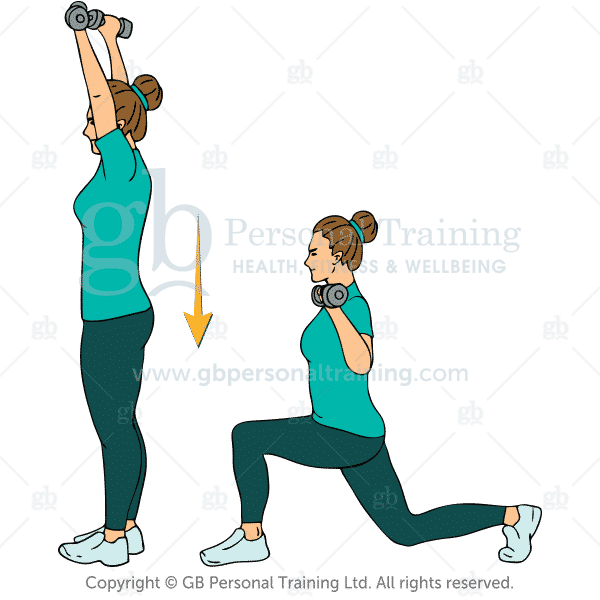 10 Dumbbell Reverse Lunge And Press - Dumbbell (600x600), Png Download