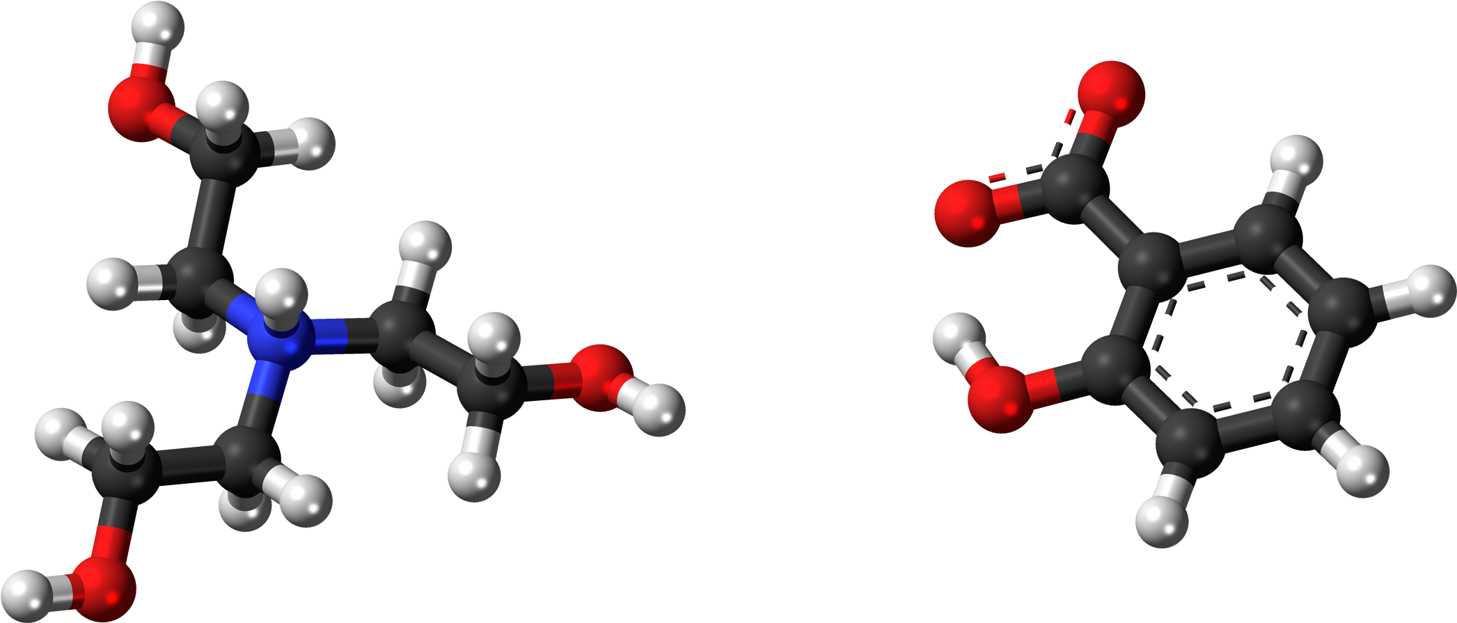 Trolamine Salicylate 3d Ball - Amine Compounds (chemical Compounds) (2198x1000), Png Download