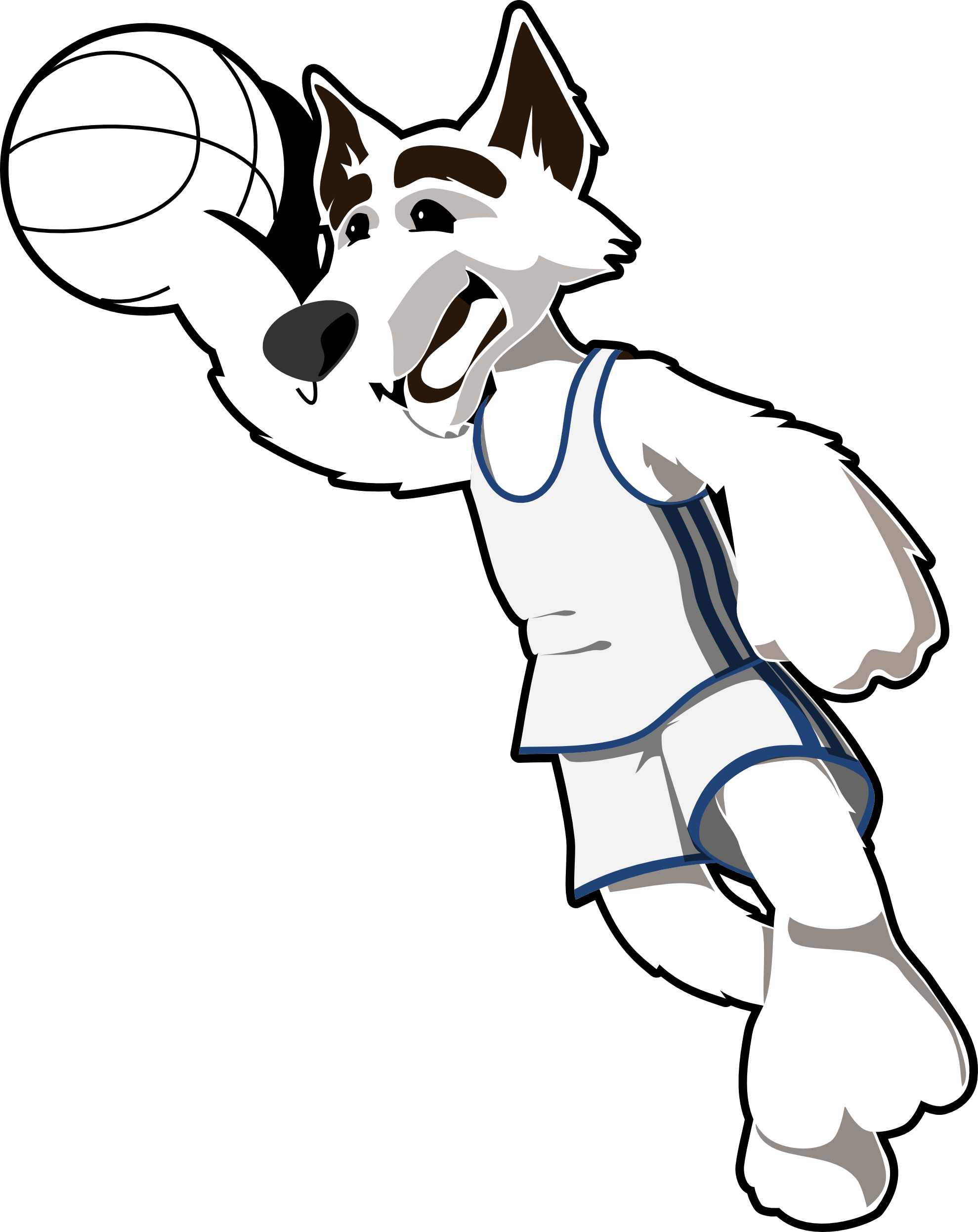 Wolf - Clipart - Black - And - White - Basketball Images Black And White Clip Art (1979x2492), Png Download
