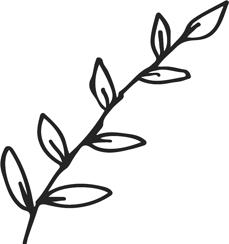 Branch With Leaves Outline Rubber Stamp - Leaves Outline (600x600), Png Download