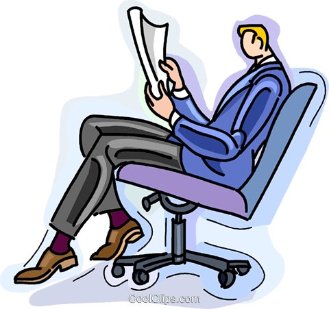 Businessman Reading A Report Royalty Free Vector Clip - Illustration (480x451), Png Download
