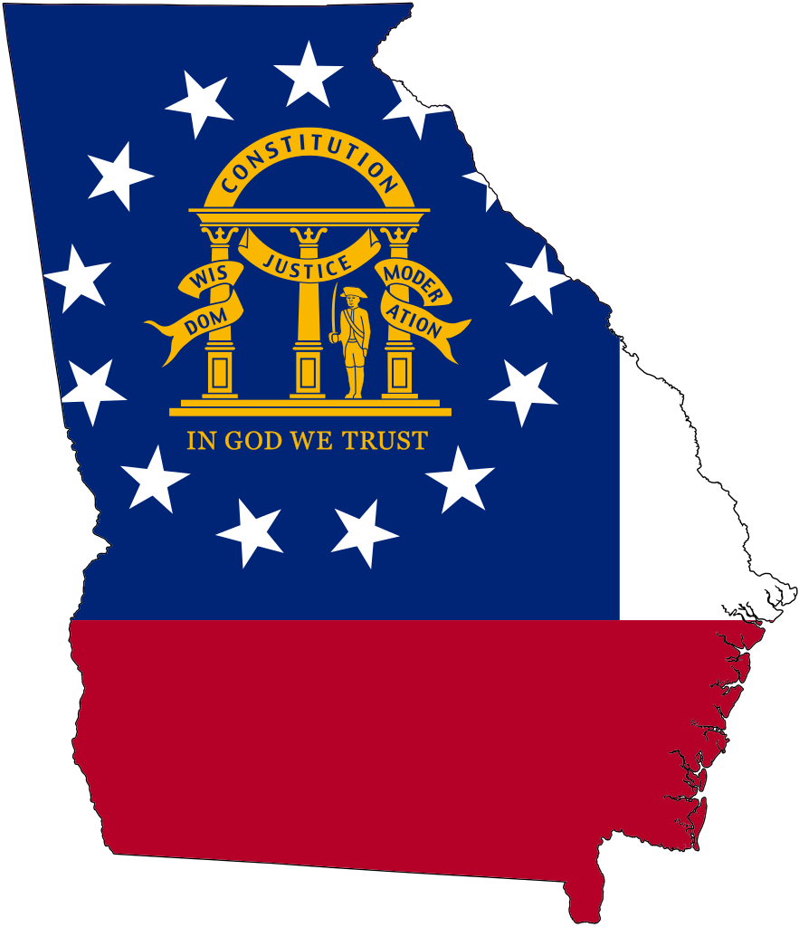 Flag-map Of Georgia - Georgia Flag Map (517x599), Png Download