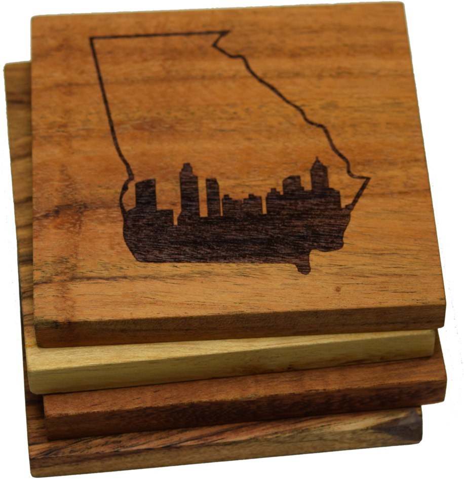 Atlanta Skyline Within Georgia Outline Coasters - Prestige Decanters Atlanta Skyline Within Georgia Outline (964x1024), Png Download