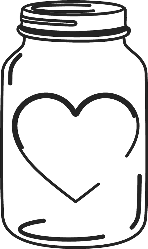 Mason Jar Rubber Stamp With Heart Mason Wedding - Transparent Mason Jar Clip Art (475x800), Png Download