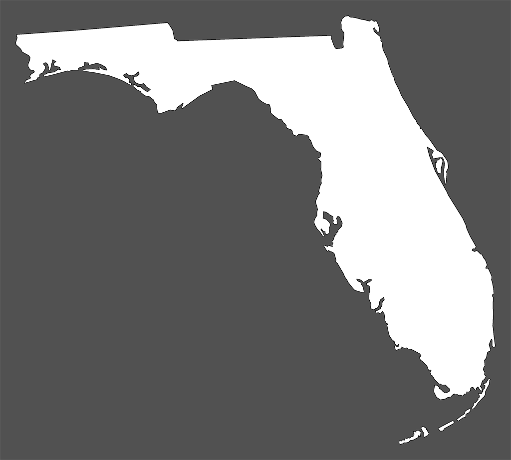 A Plain Frame Map Of Florida - Florida Png White (700x630), Png Download