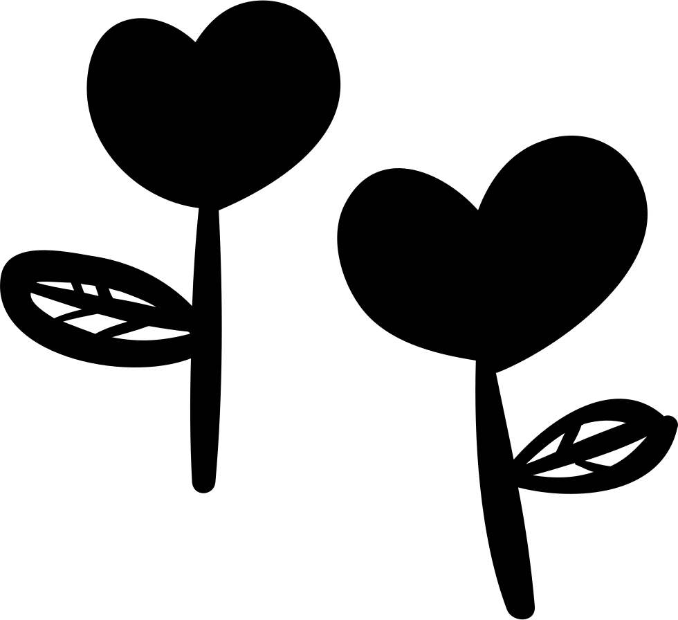 Two Heart-shaped Flowers Logo - Black Flower Heart Icon Png (400x400), Png Download
