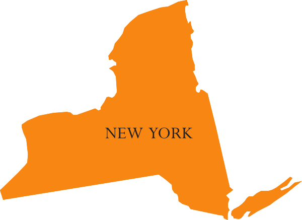 New York To Florida Map Clipart - Small Map Of New York (600x437), Png Download