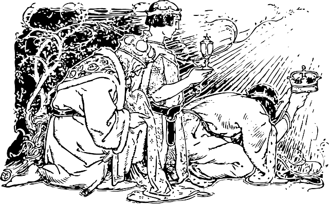 Three, Outline, Down, Crown, Kings, Kneeling, Crowns - Heilige Drei Könige (640x397), Png Download