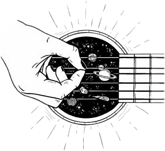Download Guitar Galaxy Blackandwhite Tumblr Outline Black And