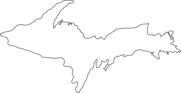 Upper Peninsula Of Michigan Outline (600x308), Png Download