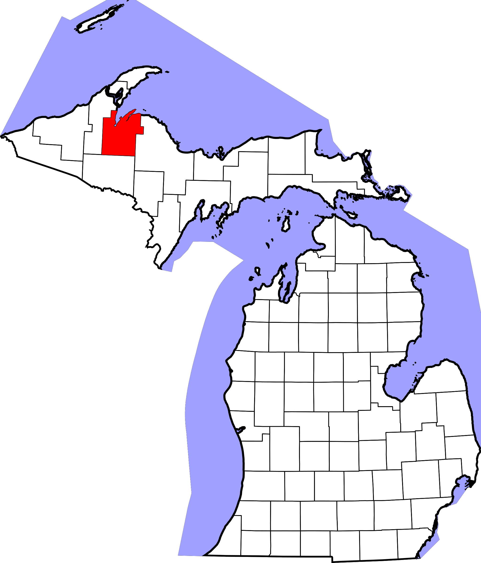 Map Of Michigan Highlighting Baraga County - Washtenaw County Map (2048x2398), Png Download