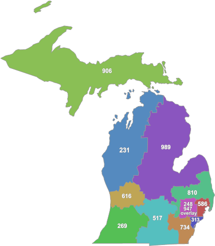 Mi Area Codes - Michigan Vector (493x515), Png Download