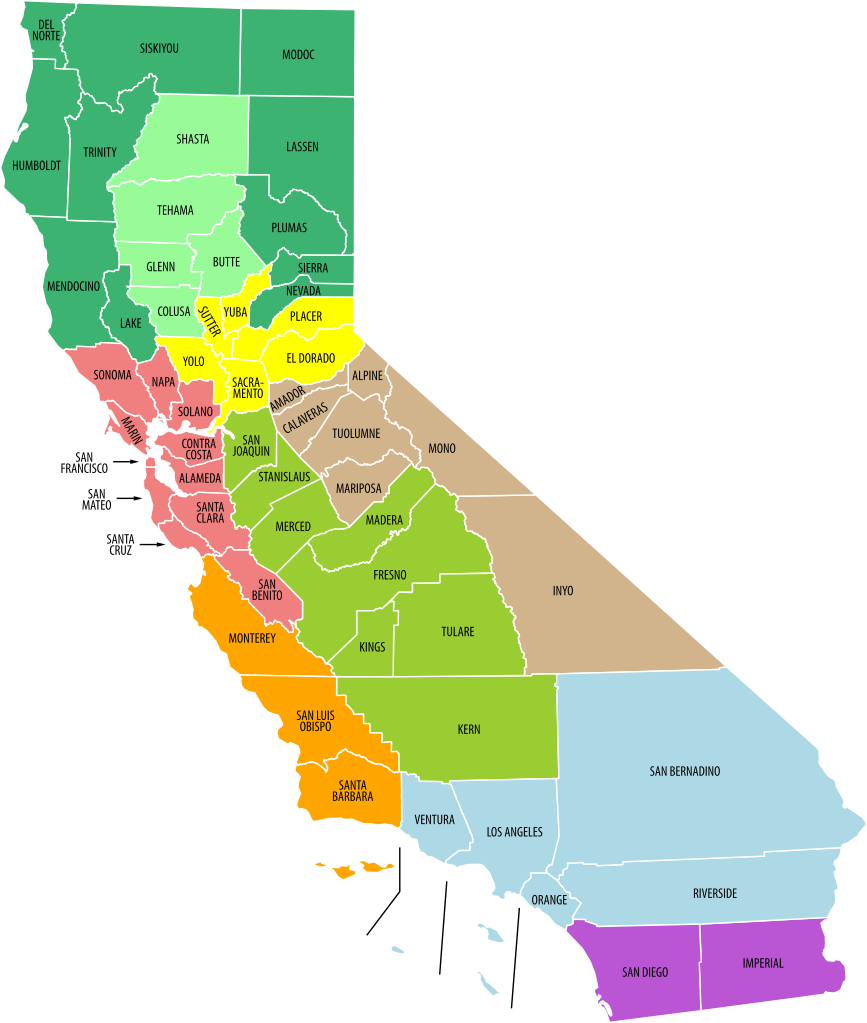 Regions Of California (867x1023), Png Download