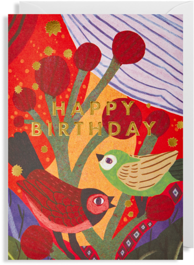 Happy Birthday Birds Greeting Card - Greeting Card (560x600), Png Download
