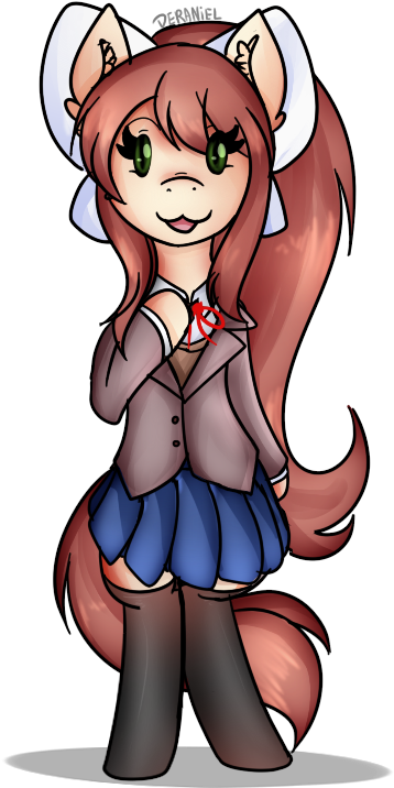 Deraniel, Bow, Clothes, Cute, Doki Doki Literature - Stocking (423x761), Png Download