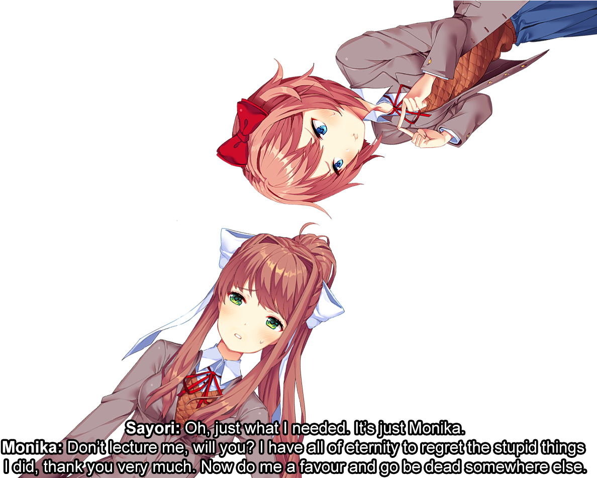 Doki Doki Literature Girls Hello Everyone - Monika Regret (1200x950), Png Download