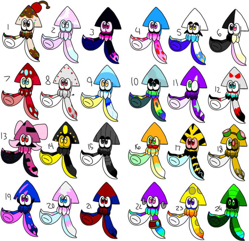 Squid Drawing Old School - Inkling Monika (894x894), Png Download