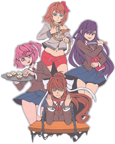 Report Abuse - Monika Sayori Yuri Natsuki (455x568), Png Download