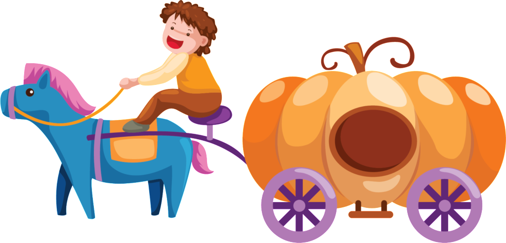 Cartoon Fairy Pumpkin Carriage Pattern - Boy On Horse Free Download Vector (1024x492), Png Download