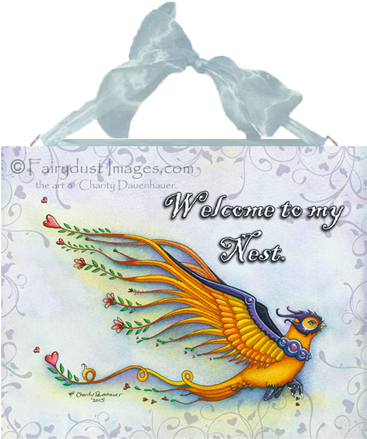 Fantasy Bird Ceramic Tile Plaque - Ceramic (400x462), Png Download