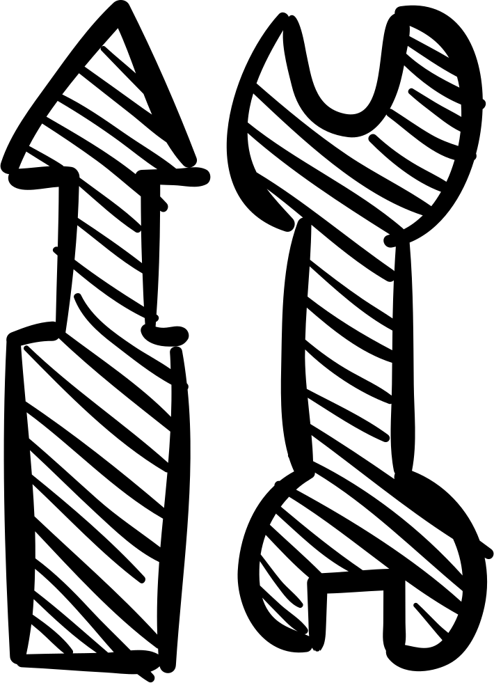 Screwdriver And Double Wrench Hand Drawn Construction - Tool (710x981), Png Download