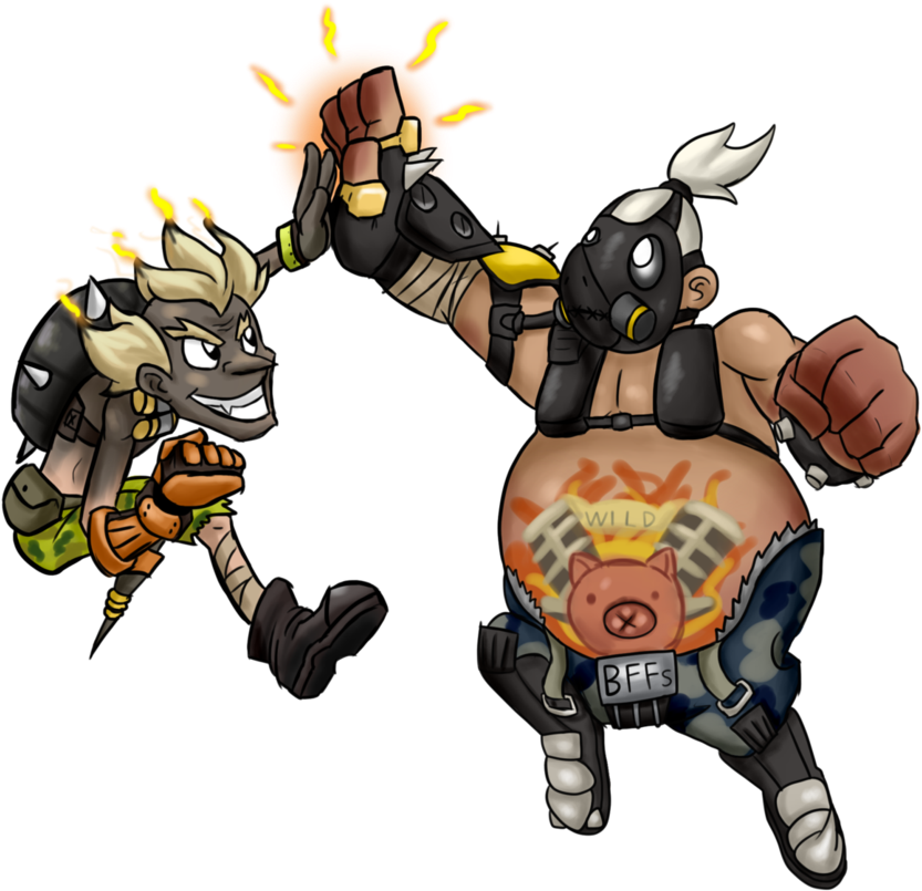 Junkrat And Roadhog Png Jpg Transparent Library - Junkrat And Roadhog Friends (919x869), Png Download