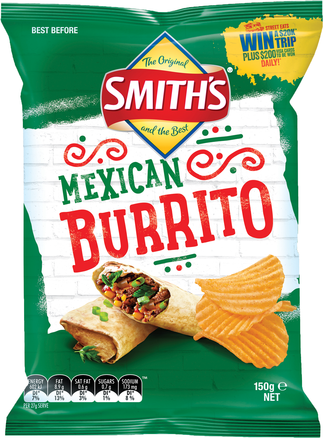 Smith's Mexican Burrito Chips 150g - Smiths Mexican Burrito Chips (1600x2000), Png Download