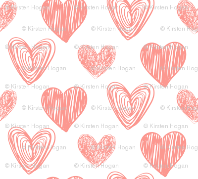 Valentine's Day Pink Hand Drawn Hearts Cute Valentines - Heart (400x362), Png Download