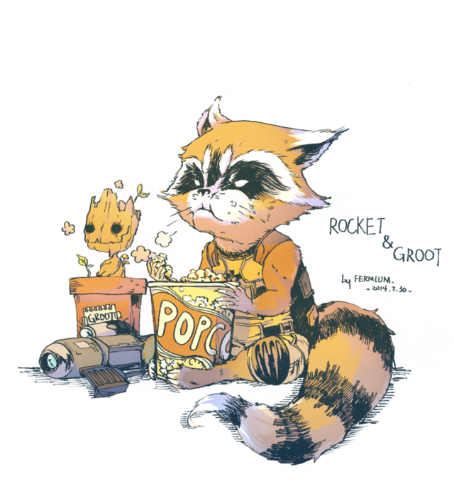 Just Randomness - Rocket Groot Fan Art (640x681), Png Download