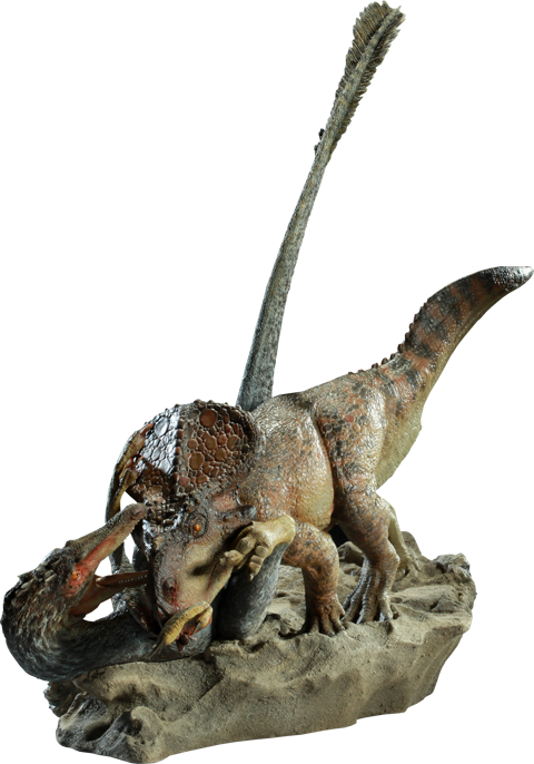 Dinosauria Polystone Diorama Protoceratops Vs Velociraptor - Dinosauria Velociraptor Vs Protoceratops (480x686), Png Download