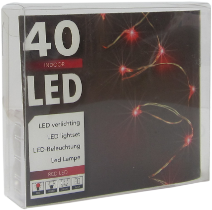 Led String Chain Fairy Lights Red With Silver Wire - Christmas Lights (500x500), Png Download