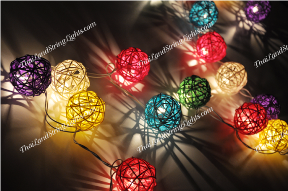 Hampton Bay 10-light Natural Rattan Ball String Lights (590x590), Png Download
