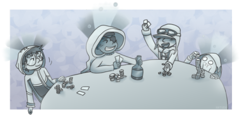 My Various Tf2 Classes Playing Poker - Cartoon (500x245), Png Download