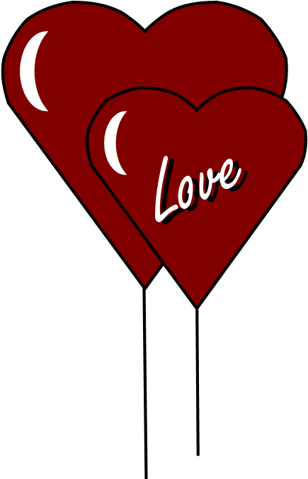 Two Red Heart Balloons With The Word "love" On One - Valentines Baloon Clipart (910x910), Png Download