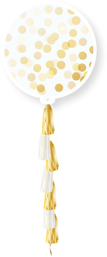 36" Pre-loaded Gold Circle Confetti And Tassel Balloons - Confetti (400x900), Png Download