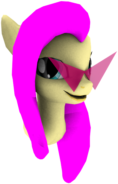 Sparkyfox, Cg, Cute, Fluttershy, Kamina Glasses, Poser, - Cartoon (658x745), Png Download